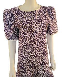 Vintage Robert Warren Dress 12 Floral Purple White